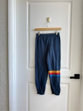 Aviator Nation Navy Sweatpants with Yellow Logo Patch